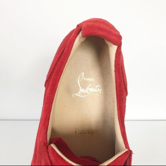 Christian Louboutin Men's Red Louis Junior Spike Sneaker - Picture 3 of 6